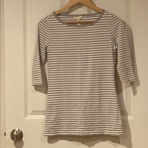 Matilda Jane Gray and White Striped 3/4 Sleeve Tee tunic length.